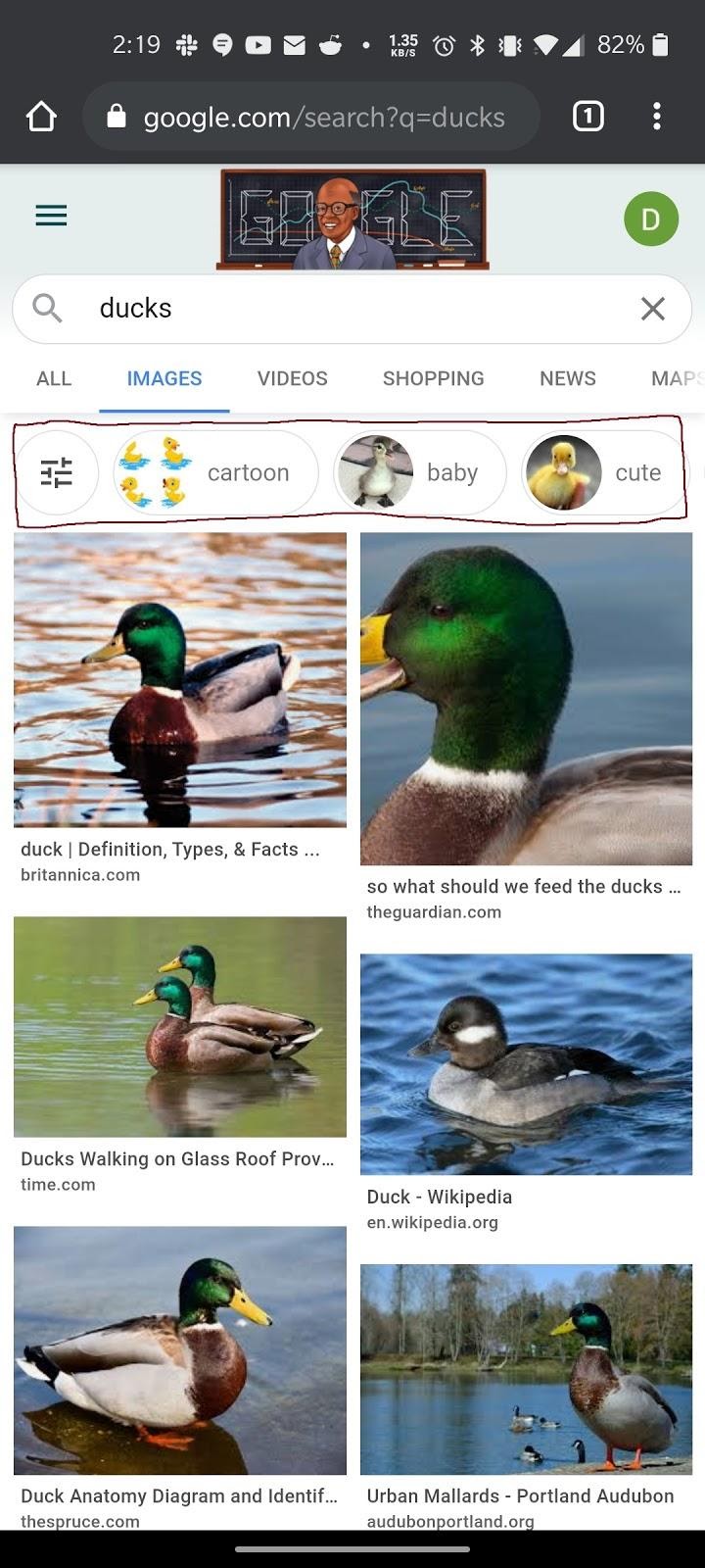 Google Images' search component. Highlighting searchsuggestions