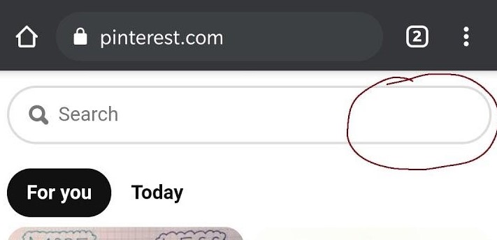 Pinterest's Search component when nothing is typed in, filter isn't seen